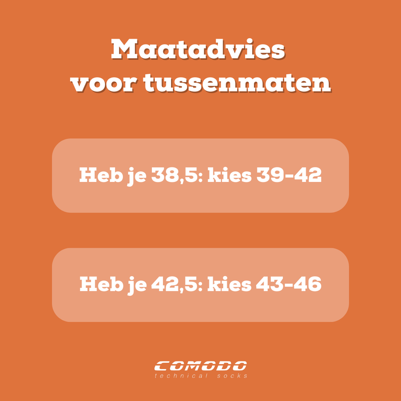 Comodo Sokken - Maatadvies voor tussenmaten klein